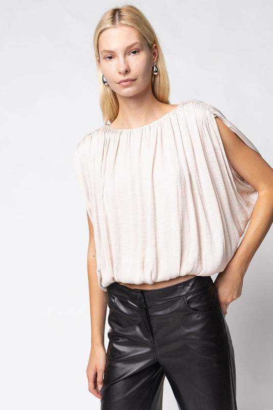 Grecian Drape Bubble Blouse