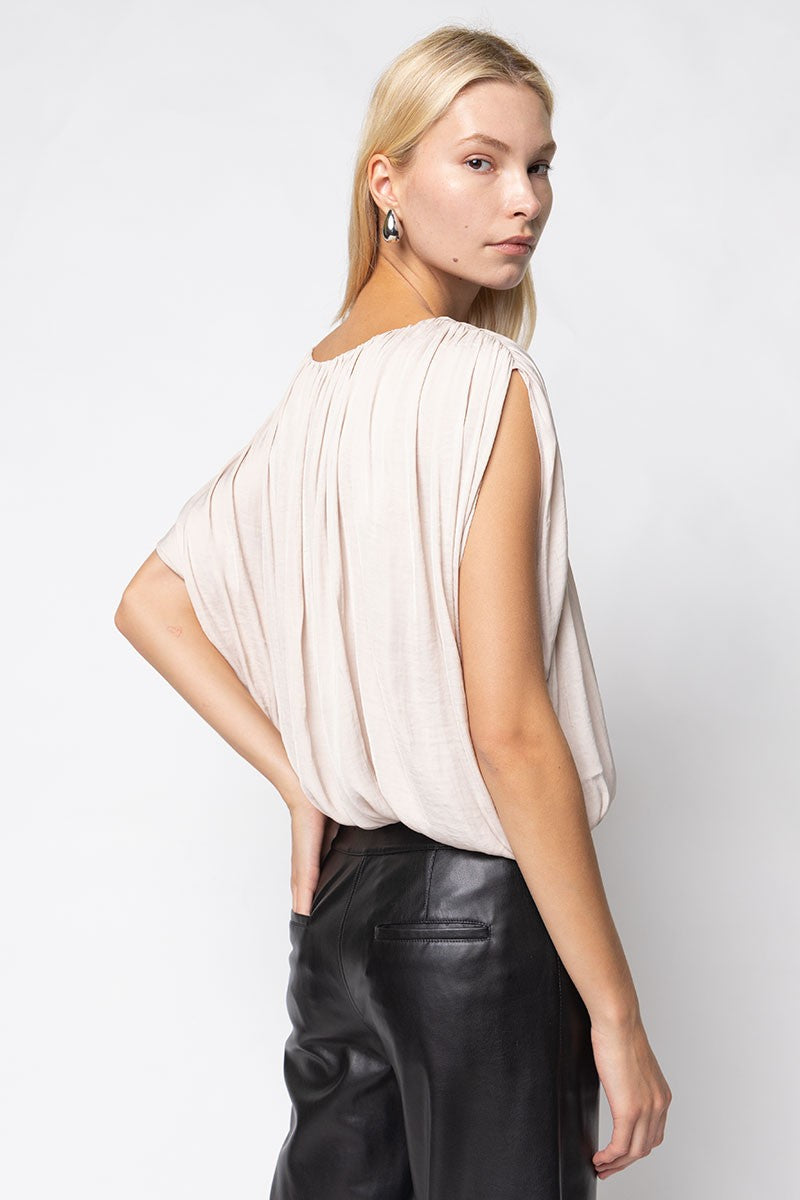 Grecian Drape Bubble Blouse